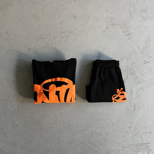 Conjunto (Hoodie+Calças) Syna Preto/Laranja