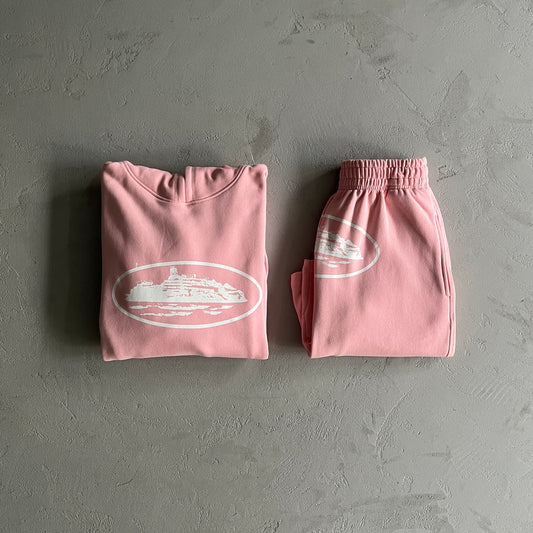 Conjunto (Hoodie+Calções) Corteiz Alcatraz Rosa