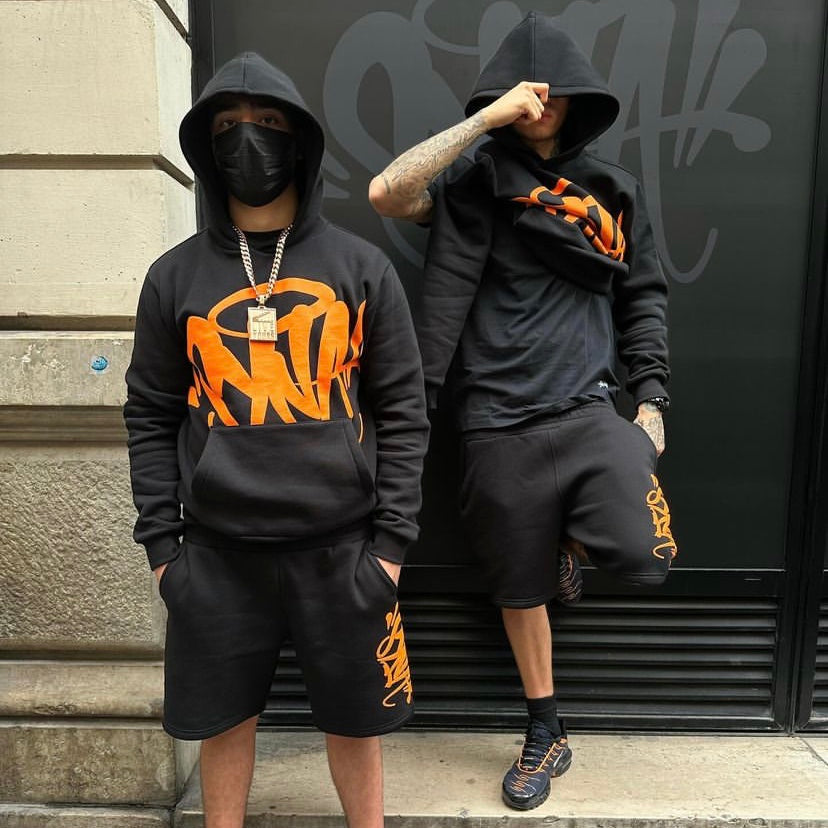 Conjunto (Hoodie+Calças) Syna Preto/Laranja