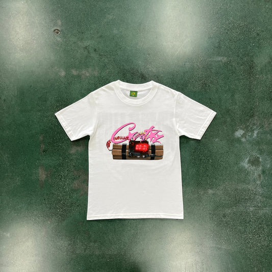 T-shirt Corteiz Bomb Branca (Rosa)